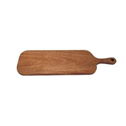 Acacia Wood Serving Board with Handle - 16" x 5" Food Serving Tray for Kitchen Appetizers, Wooden Cutting Chopping Board for Meat, Vegetables, Bread, Charcuterie, Cheese Board - size: 16" x 5" Acacia