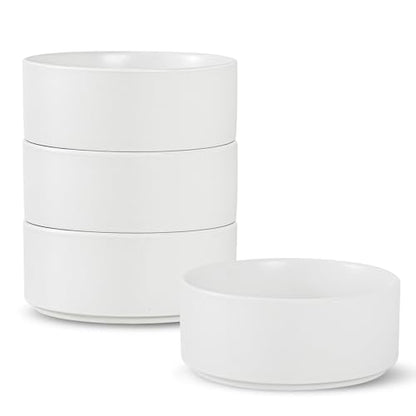 Stoneware Cereal & Soup Bowls Set of 4, 6 Inch, Matte White | Matte Glaze Ceramic, For Breakfast & Oatmeal, Microwave Safe, Dishwasher Safe - color: White, size: Cereal Bowls Set (4PCS)