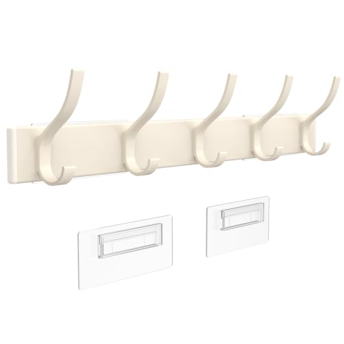 MIAOW Over The Door Hooks, Strong Adhesive Hanger Shower Towel Racks White | 10 Coat Hook for Shower Bathroom, Detachable Adhesive Hook Not Damage Door, Save Space, No Noisy, Adjustable Height for All - color: White