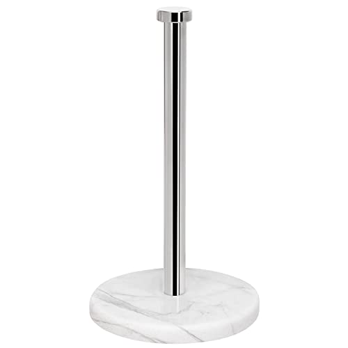 NearMoon Standing Paper Towel Holder, Kitchen Paper Towel Tissue Holder- for Bathroom Countertop, Standard or Jumbo-Sized Roll Paper (with Marble Base, Chrome Finish) - color: Chrome Finish