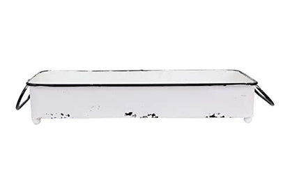 Creative Co-Op Decorative Rectangle Distressed Metal Tray - color: White