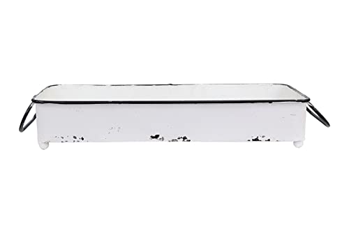 Creative Co-Op Decorative Rectangle Distressed Metal Tray - color: White