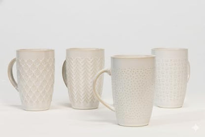 House Beautiful Versatile Classic Stoneware Mug Set – 22 oz, Set of 4 (Linen Hues) - color: Linen Hues