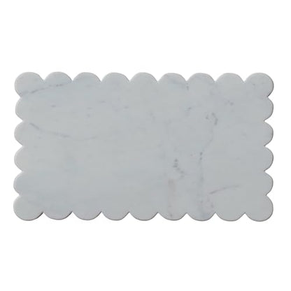 Creative Co-Op Marble Cheese Board with Scalloped Edge, White