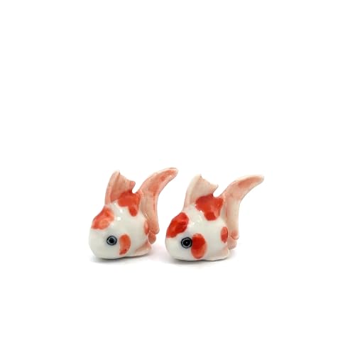 Adorable Mini Ceramic Animal Figurine – Porcelain Miniature Collectible Decor (Koi Fish) - style: Koi Fish
