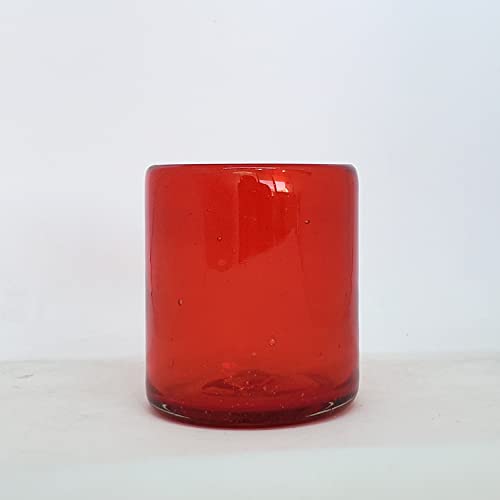 Solid Ruby Red 9 oz Short Tumblers (set of 6), Recycled Glass, Lead-free, Toxin-Free (9oz Tumbler) - color: Red, size: 9 oz