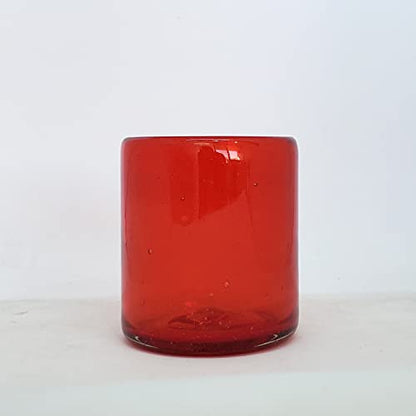 Solid Ruby Red 9 oz Short Tumblers (set of 6), Recycled Glass, Lead-free, Toxin-Free (9oz Tumbler) - color: Red, size: 9 oz