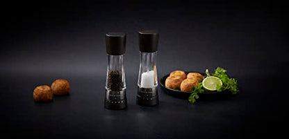 Cole & Mason H332293 Derwent Black Wood Salt and Pepper Mills, Gourmet Precision+, Adjustable Grind, Stained Beech/Acrylic, 190 mm, Gift Set, Includes 1 Salt and 1 Pepper Grinders - color: Black Wood