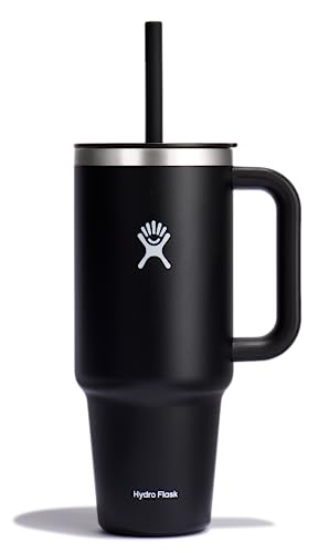 Hydro Flask Travel Tumbler with Handle, Lid and Straw - Insulated Stainless Steel in 40 Oz Black - color: Black, size: 40 Ounces