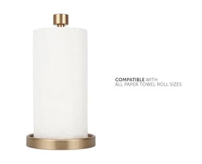 Ivilon Countertop Paper Towel Holder - Modern End Cap Minimalist Design - Color Warm Gold - color: Warm Gold