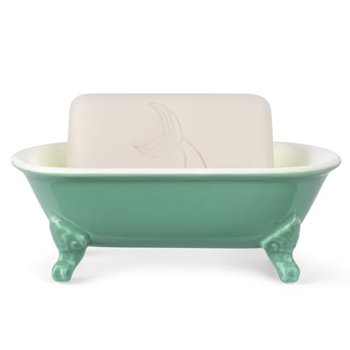 6.5" Ceramic Mini Decorative Clawfoot Bathtub Bar Soap Dish, Kitchen Sponge Holder and Shower Tray for Bathroom, 1 Pack(Mermaid) - color: Mermaid