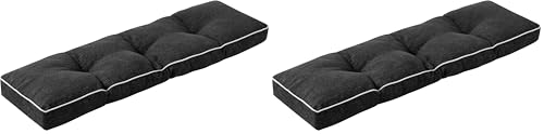 IPYNBAP Bench Cushion, 36 x 14 Inch Patio Furniture Cushions with Durable Ties, Soft Memory Foam Bench Cushions for Indoor/Outdoor Furniture with Non-Slip Bottom, Kitchen&Dining, Black (Pack of 2) - color: Black, size: 36*14+4” (Pack of 2)