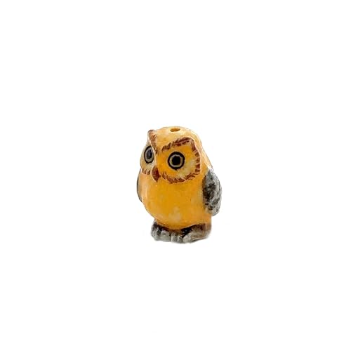 Adorable Mini Ceramic Animal Figurine – Porcelain Miniature Collectible Decor (Yellow owl) - style: Yellow owl