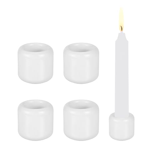 PATIKIL 5 Pcs Chime Candle Holder, 0.7 Inch ID Ceramic Mini Candle Holder for Meditation Spell Supplies Table Centerpieces Home Decoration, White - color: White, size: 0.7 Inch