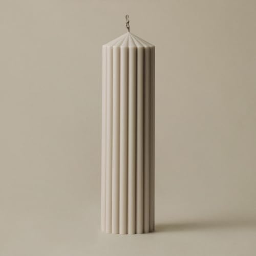 LAWA Ribbed Peak Pillar Candle - Large Beautiful Handmade Pillar Scented Soy Wax Candle Elegant Bubble Aesthetic Candle Housewarming Gift Home Room Shelf Decor Idea Moon Gray (Large) - color: Moon Gray, size: Large