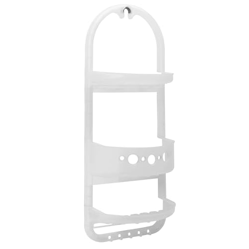 Shower Caddy Hanging, Large Heavy Duty Plastic Shower Organizer with 2 Shelves and 1 Deep Basket, White