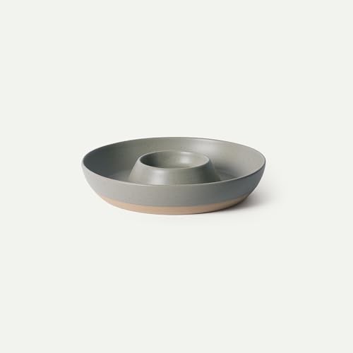 Mora Ceramic Chips and Dip Serving Tray: Large Divided Party Bowl Set for Chips & Salsa, Veggies & Dip, Fruit, Snacks, Entertaining, Hosting, etc. Minimalist Design for the Modern Hostess - Peppercorn - color: Peppercorn