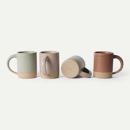 MORA Medium Mugs Set of 4, 16oz Ceramic Pottery Latte Mugs/Coffee Cups - Microwave and Dishwasher Safe - Harvest - color: Harvest
