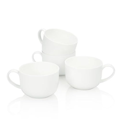 Large Soup Mugs with Handles Set of 4, 25 Oz, White | Fine Bone China, Coffee Mugs, Microwave Safe, For Coffee, Tea, Cereal, Ice Cream, Housewarming Wedding Gift - color: 4Pcs Blank