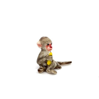 Adorable Mini Ceramic Animal Figurine – Porcelain Miniature Collectible Decor (Monkey Holding Banana) - style: Monkey Holding Banana