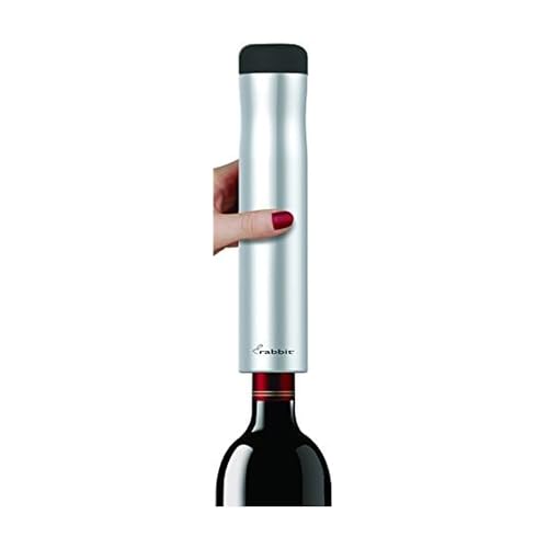 Rabbit Automatic Electric Corkscrew - Hands-Free Wine Opener with Integrated Foil Cutter, Rechargeable Cordless Electric Bottle Opener for All Cork Types - Barware Essential & Kitchen Tools - color: Silver, size: 2 x 9.6 IN