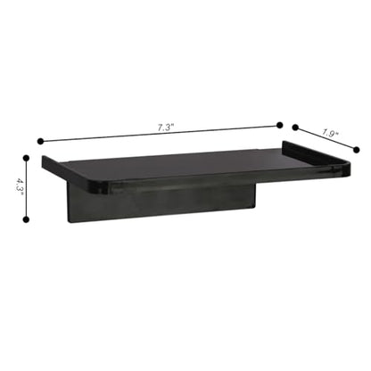 EHKIT Small Floating Shelf Heavy Acrylic Adhesive Stick on Sticky Strips/Nail Screws Wall Mount Bathroom Organizer Wipes Phone Glasses Essential Oil Perfume (Black) - color: Black