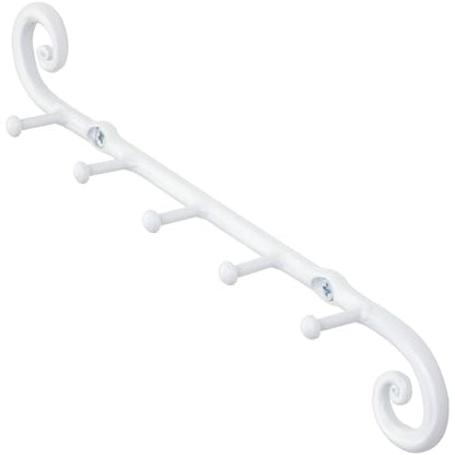 Farmhouse Small Key Holder for Wall, Wrought Iron Wall Mount Rack | Handcrafted Swirl Decorative, 5 Key Hooks for Home Entryway, Purse, Coat and Leash Holder or Organizer (Classic White) - style: Classic - W