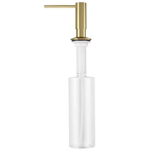 Samodra Sink Soap Dispenser, Metal Pump Head Liquid Lotion Countertop Kitchen Bathroom Soap Dispenser with 12 OZ PET Bottle - color: Brushed Gold
