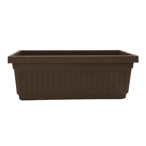The HC Companies Venetian Window Planter Box w/Drain Plug - Long Planter Box for Windowsills, Balconies & More - Plastic Rectangular Outdoor Planters for Herbs & Flowers (18" Chocolate, Pack of 1) - color: Chocolate, size: 18", style: Pack of 1