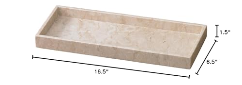 Creative Home Natural Java Marble Tray Handcrafted Stone Organizer for Bathroom Vanity Office Entryway Not Plastic Elegant Catchall for Skincare Jewelry Stationery, 6.5 x 16.5 x 1.5 H Inch - size: 6.5" x 16.5" x 1.5", style: Organizer Tray