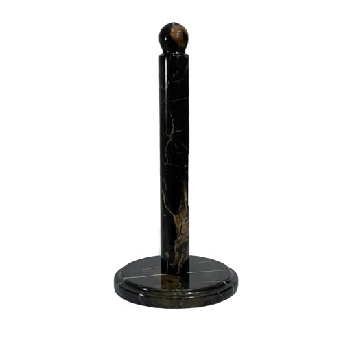 Handmade Black and Gold Marble Paper Towel Holder – Luxury Countertop Stand for Kitchen, Dining, or Bathroom – Natural Stone Decor with Golden Veining – Elegant Housewarming Gift - color: Dark Marble