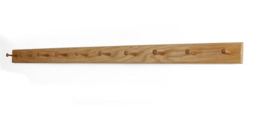 Solid Oak Shaker Peg Rack Made in The USA - Natural Stain 58 x 3.5 Inches with 10 Pegs - color: Natural, size: 58" x 3.5" with 10 pegs