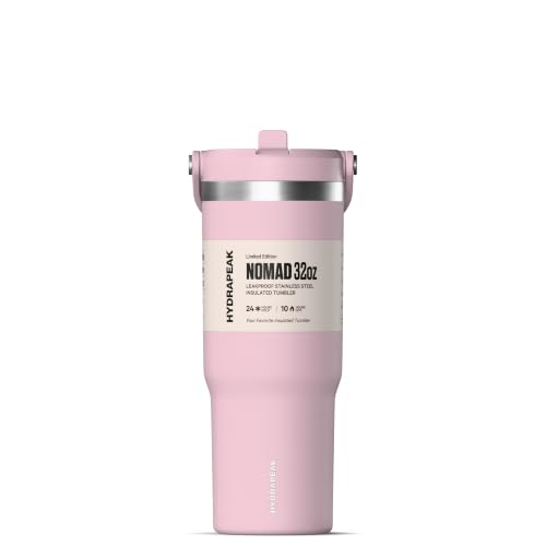 Hydrapeak Nomad 32oz Stainless Steel Insulated Travel Tumbler with Handle & Straw Lid, Leakproof, Cupholder Friendly, Back to School, College Dorm, Gym & Everyday Hydration, Cold 24 Hours (Baby Pink) - color: Baby Pink