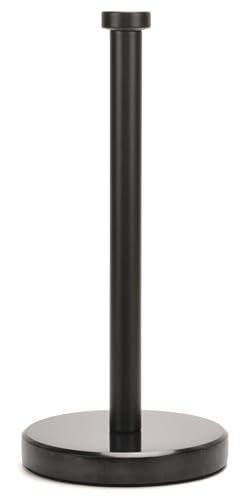 Paper Towel Holder Countertop, Heavy Weighted Black Marble Paper Towels Holder for Kitchen Counter, Modern Standing Papertowel Roll Holders(Matte Black Stainless Steel Bar, Black Natural Marble Base) - color: Black-b