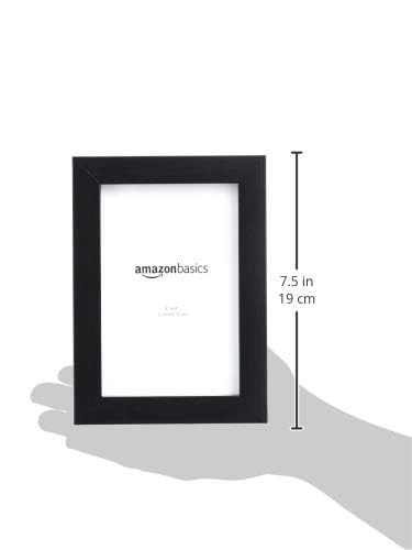 Amazon Basics Rectangular Picture Frame Set for Wall Hanging or Tabletop Display, 6 x 4 in, Black, 5-Pack - size: 4" x 6"