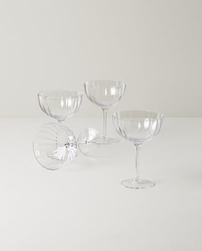 Lenox Curva Coupe Cocktail Glasses, Set of 4 | mouth-blown glass, dishwasher safe | 10oz capacity | elegant vintage-inspired cocktail glasses gift | 6 inch