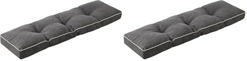 IPYNBAP Bench Cushion, 36 x 14 Inch Patio Furniture Cushions with Durable Ties, Soft Memory Foam Bench Cushions for Indoor/Outdoor Furniture with Non-Slip Bottom, Kitchen&Dining, Dark Grey (Pack of 2) - color: Dark Grey, size: 36*14+4” (Pack of 2)