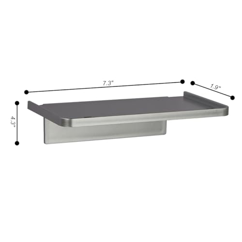 EHKIT Small Floating Shelf Heavy Acrylic Adhesive Stick on Sticky Strips/Nail Screws wall Mount Bathroom Organizer Wipes Phone Glasses Essential Oil Perfume (Silver) - color: Silver