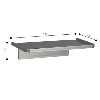 EHKIT Small Floating Shelf Heavy Acrylic Adhesive Stick on Sticky Strips/Nail Screws wall Mount Bathroom Organizer Wipes Phone Glasses Essential Oil Perfume (Silver) - color: Silver
