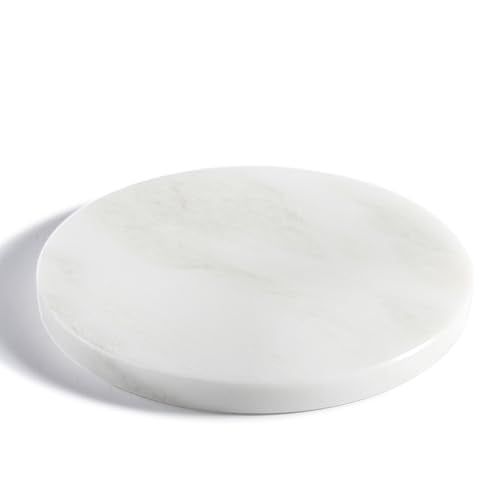 BCS Natural Round Marble Charcuterie and Cutting Boards for Kitchen, 10" Marble Cheese Pastry Board Stone Slab for baking, Pastries, Bread, Chocolate, Candy (Namib Fantasy)