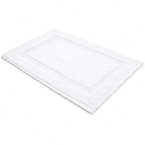 Rajlinen Cotton Bath Mat 2 Pack 23x36-100% Cotton 500 GSM Highly Absorbent Hotel Spa Bathroom Floor Mats, Aesthetic White Bath Mat Towels, Machine Washable Shower/Bathtub Rugs - color: White