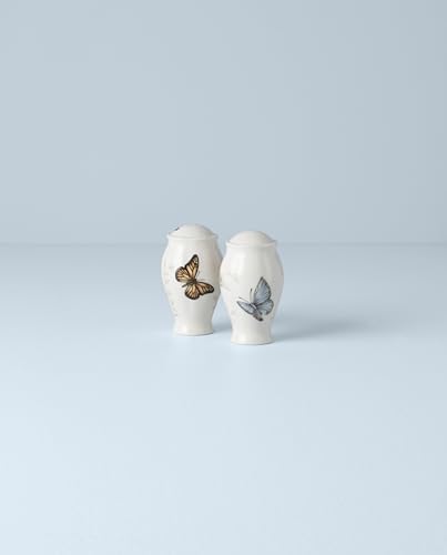 Lenox Butterfly Meadow Porcelain Salt and Pepper Shakers | dishwasher safe | floral design | kitchen and dining essential, gift for women, kitchen essentials set - style: Salt & Pepper Set, Butterfly