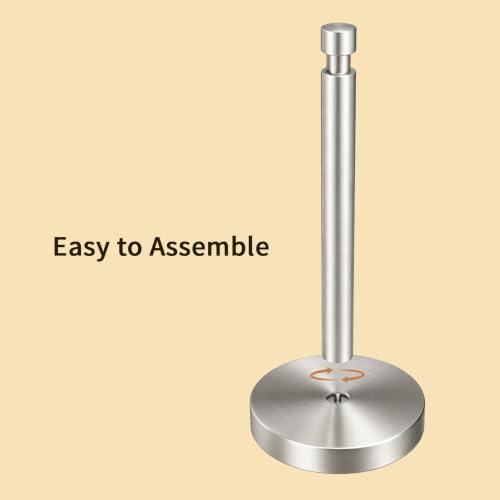 3.9lbs Heavy Duty Paper Towel Holder Countertop Weighted Base | Brushed Nickel,Stainles Steel,Modern Standing Countertop Dispenser for Kitchen,Easy One-Handed Tear - color: Silver