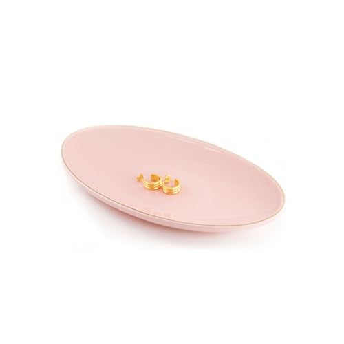HANKOR Ceramic Key Bowl for Entryway Table, 7 x 4 Key Dish Tray Catch All Bowl, Small Decorative Bowl for Key Jewelry Ring, Pink - color: Pink