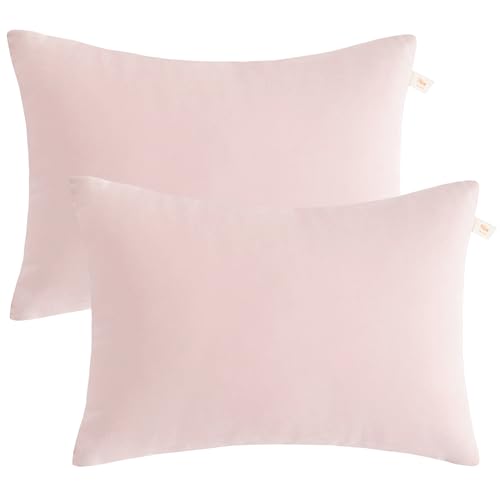 BEDSUM Toddler Pillows 13x18 Microfiber: Travel Inserts, 2 Pack, Pink | Soft brushed microfiber, 13x18 size, 2 pillow inserts, machine washable, lightweight for daycare, travel, and home use - color: Pink, size: 13x18 inches