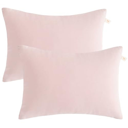 BEDSUM Toddler Pillows 13x18 Microfiber: Travel Inserts, 2 Pack, Pink | Soft brushed microfiber, 13x18 size, 2 pillow inserts, machine washable, lightweight for daycare, travel, and home use - color: Pink, size: 13x18 inches