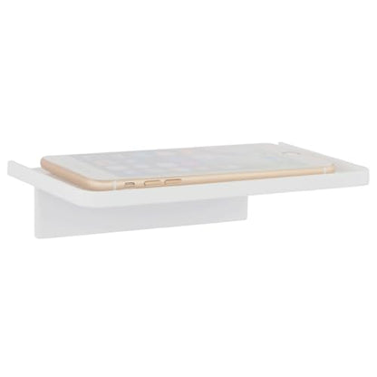 EHKIT Small Floating Shelf Heavy Acrylic Adhesive Stick on Sticky Strips/Nail Screws wall Mount Bathroom Organizer Wipes Phone Glasses Essential Oil Perfume (White) - color: White