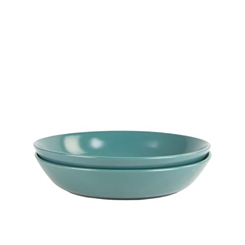 Double Line 9.5"/36 oz Dinner Bowl, Set of 2, Emerald Green - color: Emerald Green, size: Dinner Bowl