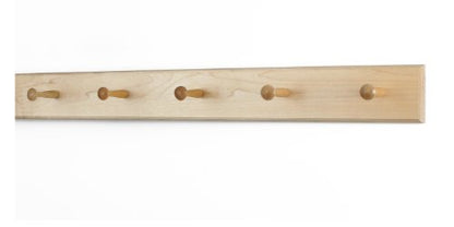 Solid Maple Shaker Peg Rack (Natural, 29" x 3.5" with 5 pegs) - size: 29" x 3.5" with 5 pegs