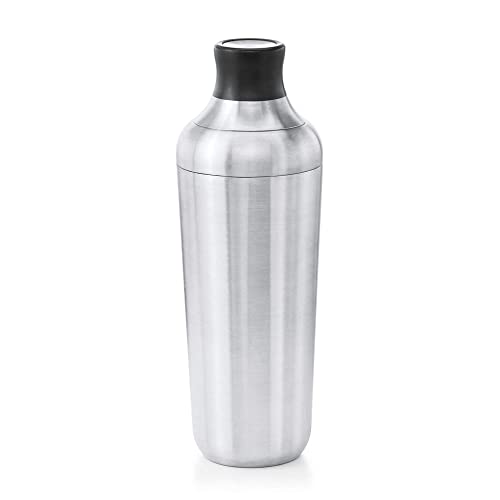 OXO Steel Cocktail Shaker with Strainer, Stainless Finish - 24 oz Capacity | Bar Tool, Easy-Grip Design, Home Bar, Bartending Equipment, Beginner-Friendly, Leak-Proof, Single Wall Shaker